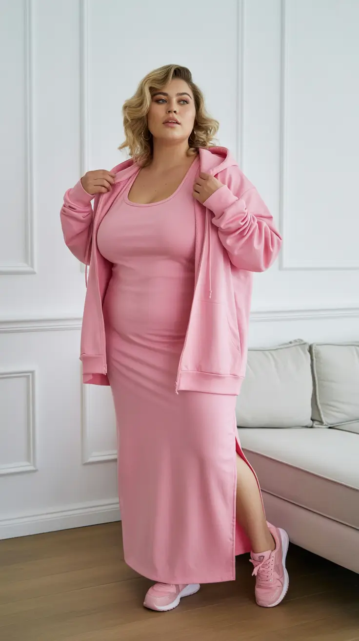 winter capsule wardrobe for plus size women 2025-2026 Soft Pink Athleisure Elegance