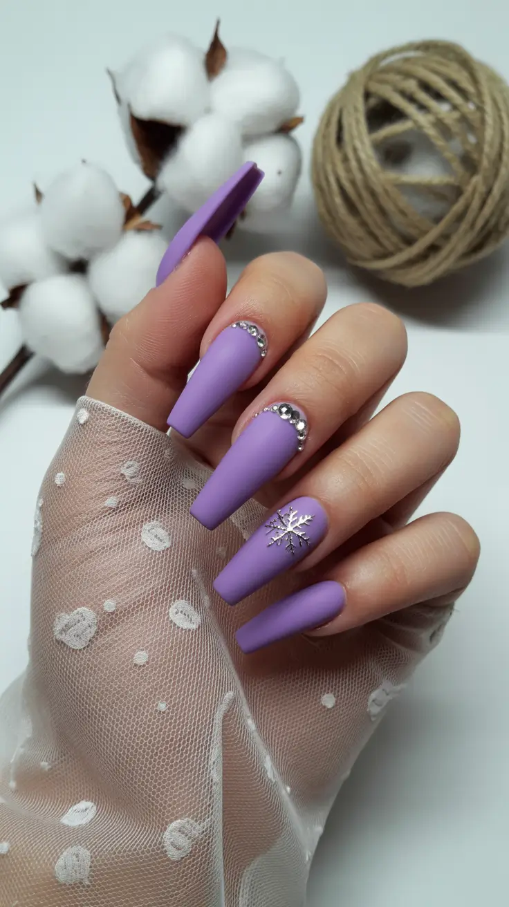 coffin winter nails design and color ideas 2025 2026 Lavender Ice Queen