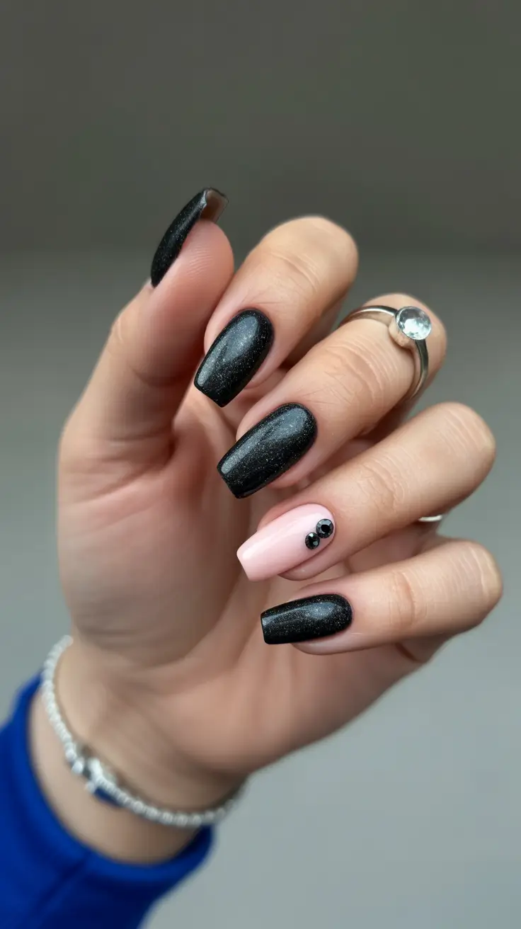 coffin winter nails design and color ideas 2025 2026 midnight glam with a twist