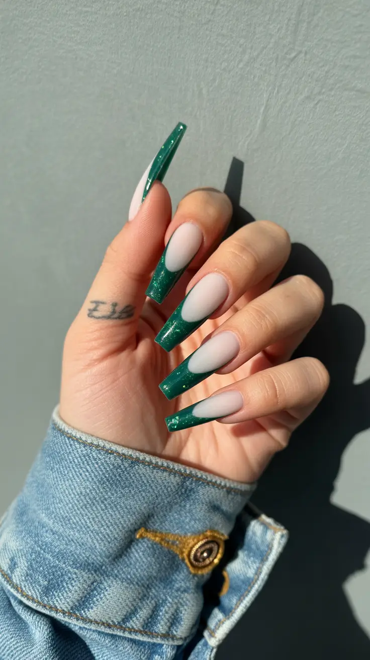 coffin winter nails design and color ideas 2025 2026 emerald edge french fade