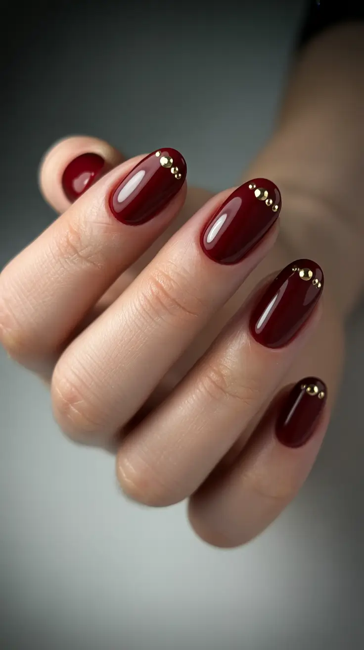 cute dark nails color for winter 2025 2026 golden berries