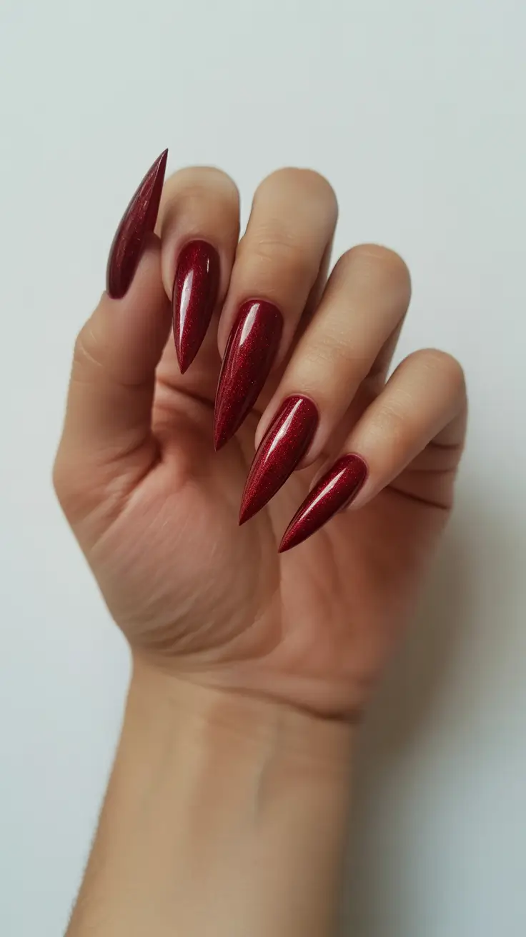 cute dark nails color for winter 2025 2026 crimson flame