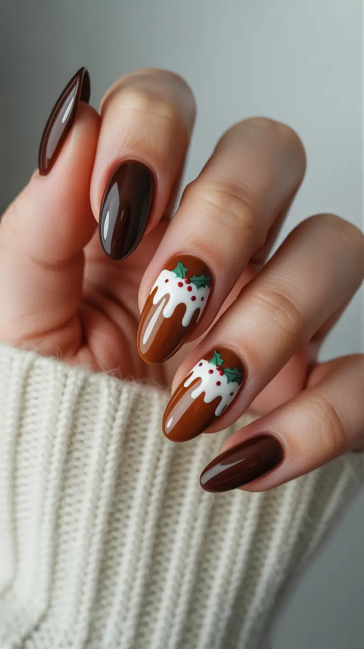 cute dark nails color for winter 2025 2026 chocolate pudding