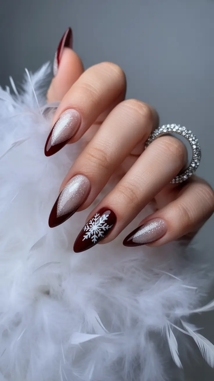 Cute dark nails color for winter 2025-2026 Frosted Cranberry Glow