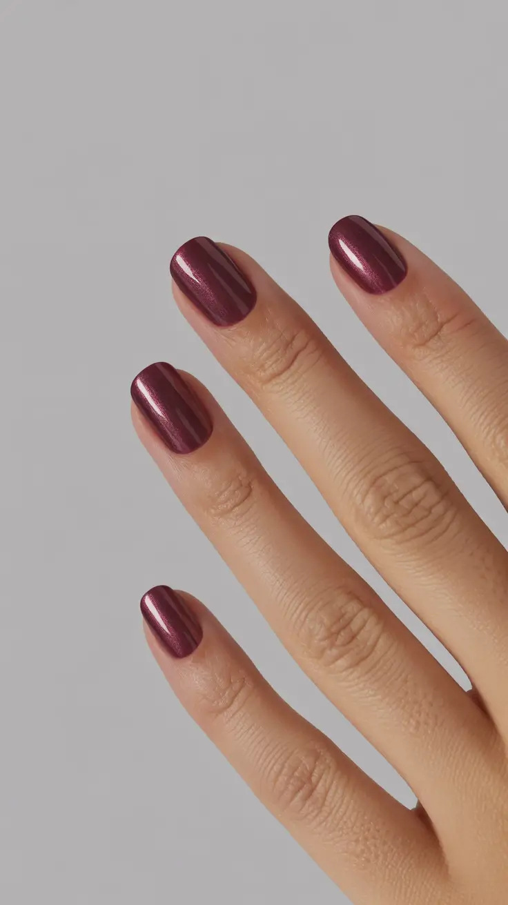 cute dark nails color for winter 2025 2026 mulberry satin