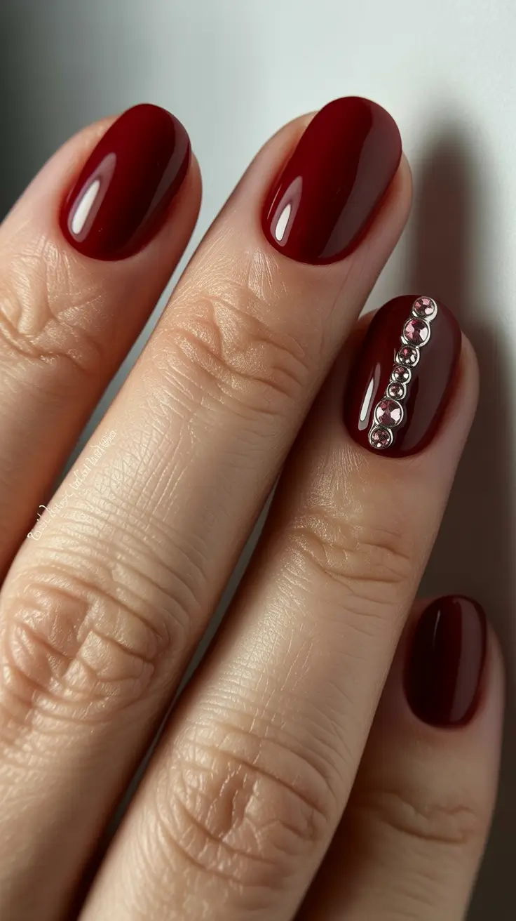 cute dark nails color for winter 2025 2026 ruby luxe