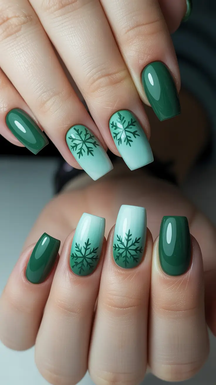 Cute Green Christmas Nails 2025 Mint Winter Balance