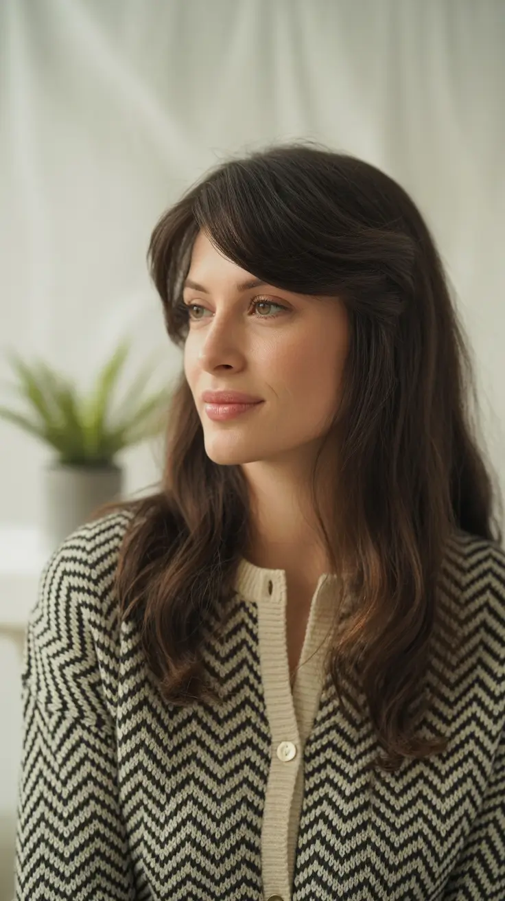 cute winter haircuts 2025-2026 Soft Bangs and Gentle Waves