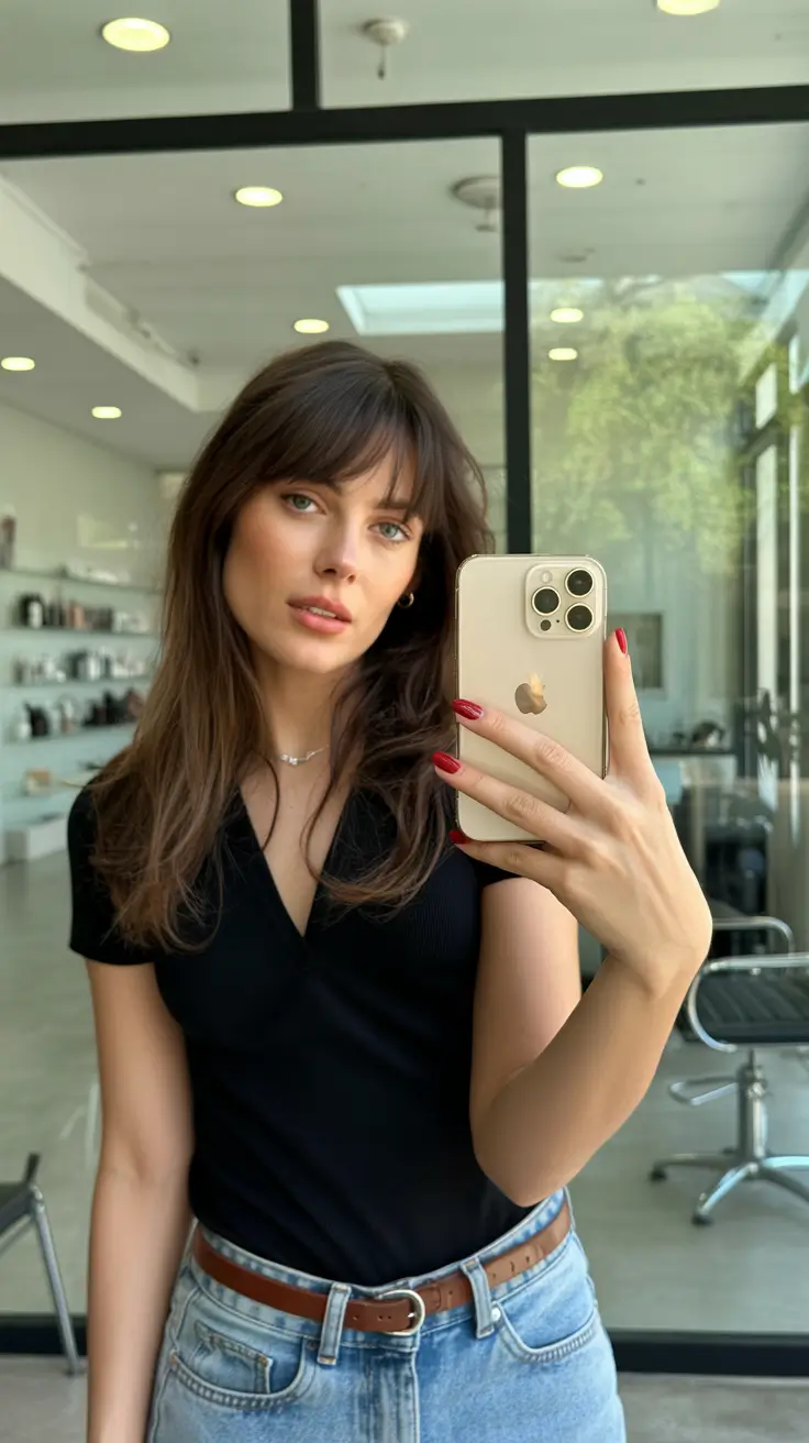 cute winter haircuts 2025-2026 Natural Texture with Modern Bangs