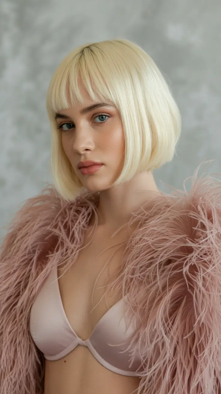 cute winter haircuts 2025-2026 Classic Bob with Baby Bangs