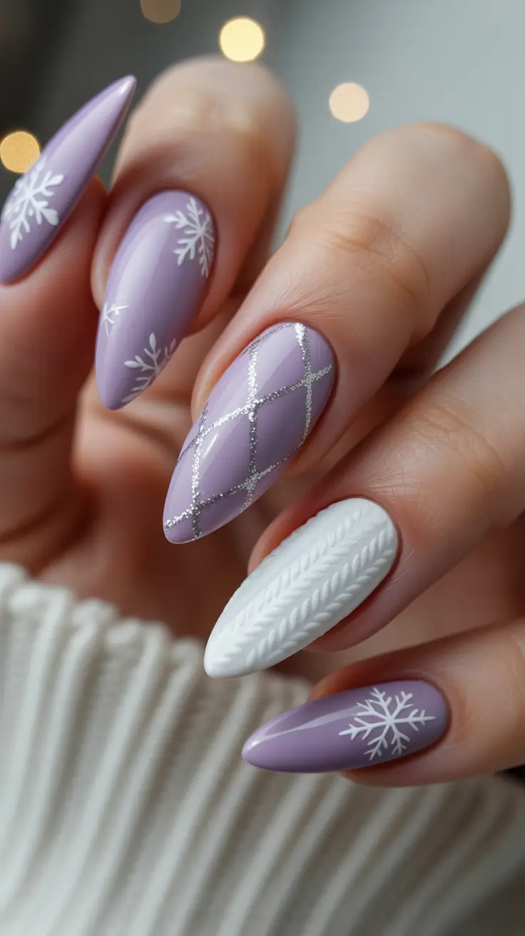 Cute Sweater Nails Winter 2025–2026 Lavender Frost and Knitted Dreams