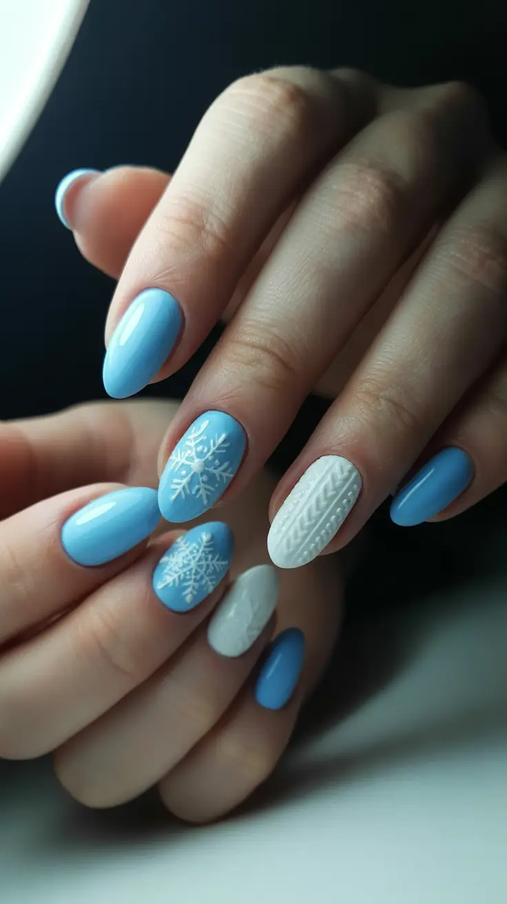 Cute Sweater Nails Winter 2025–2026 Blue Frost Harmony