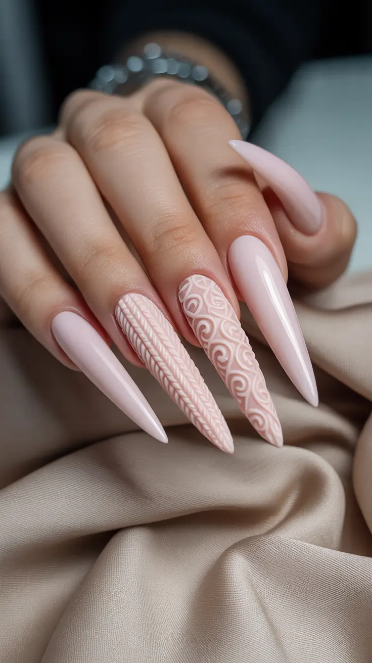 Cute Sweater Nails Winter 2025–2026 Blush Sculpted Knits