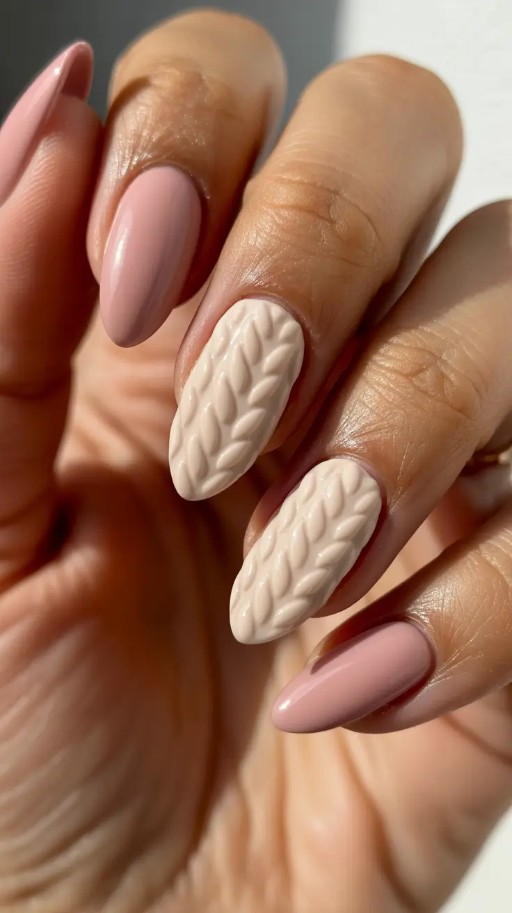 Cute Sweater Nails Winter 2025–2026 Soft Knit Neutrals