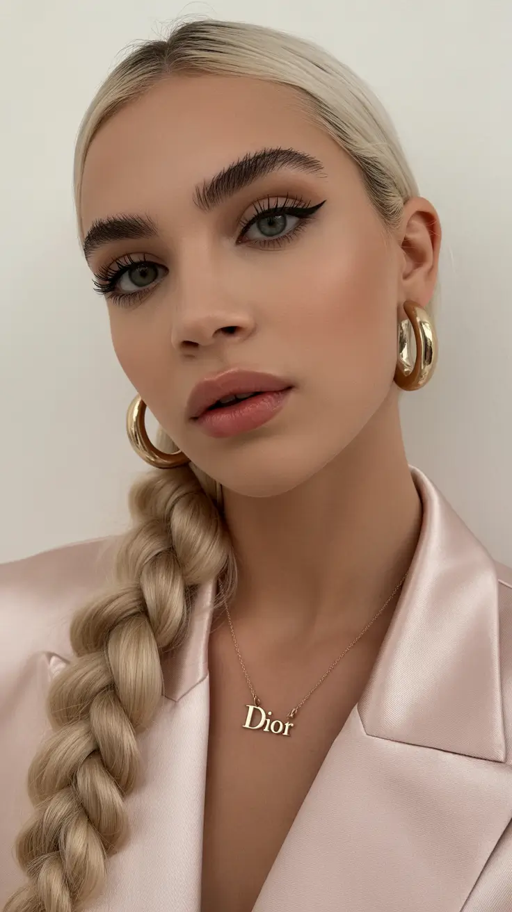 cute winter hairstyles 2025-2026 Polished Satin Braid