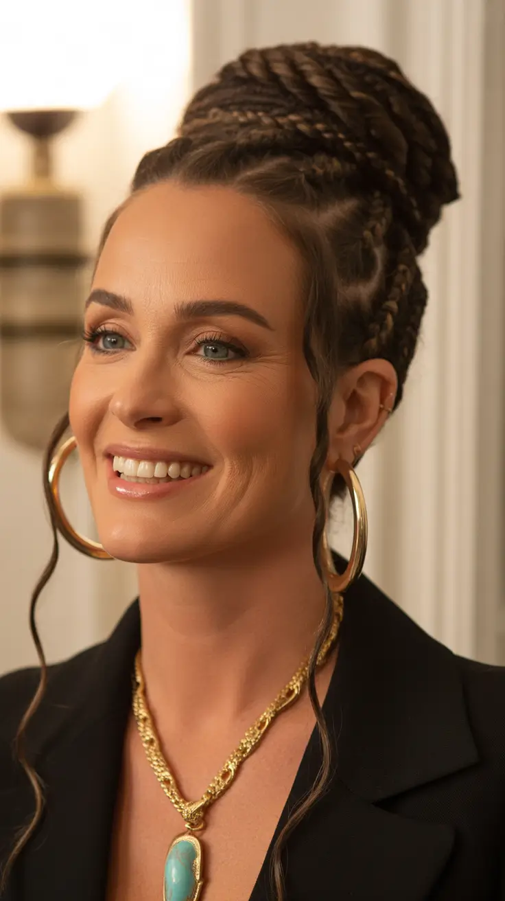 cute winter hairstyles 2025-2026 Braided Crown Updo