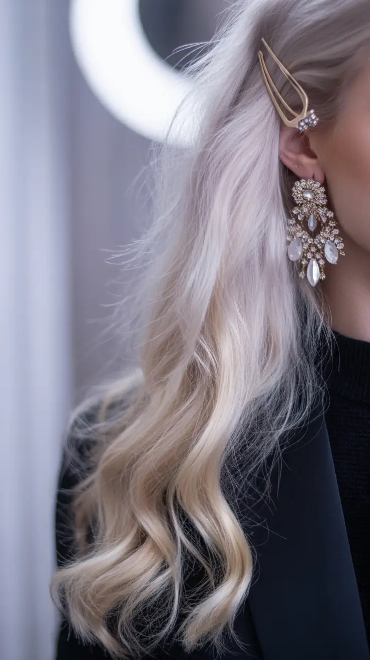 cute winter hairstyles 2025-2026 Soft Curls with Statement Clip