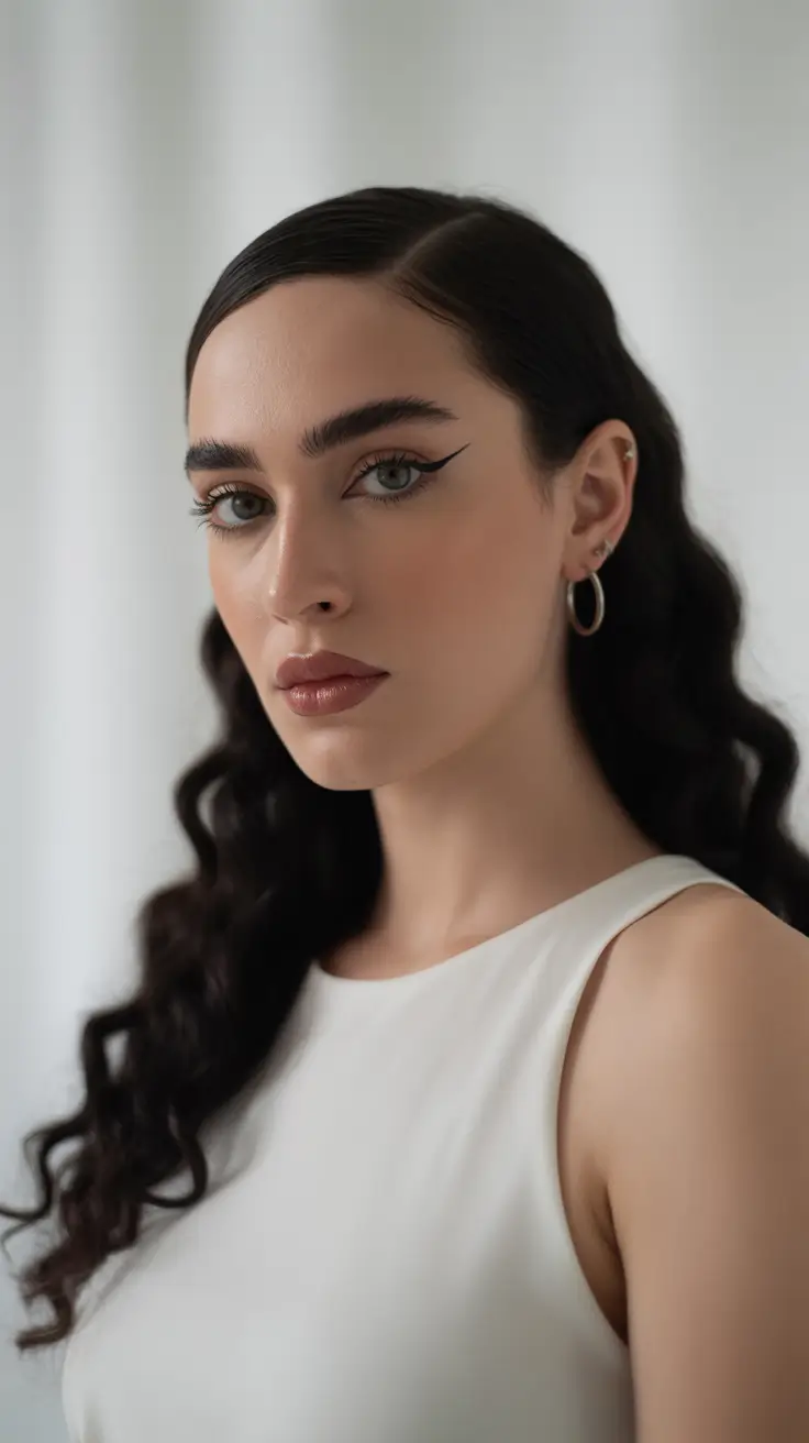 cute winter hairstyles 2025-2026 Classic Sleek Waves