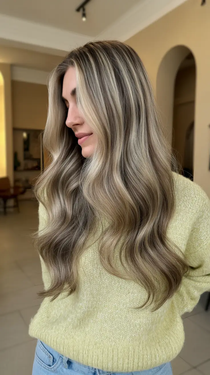 Dark Winter Hair Color 2025-2026 Ash Blonde with Soft Stripes