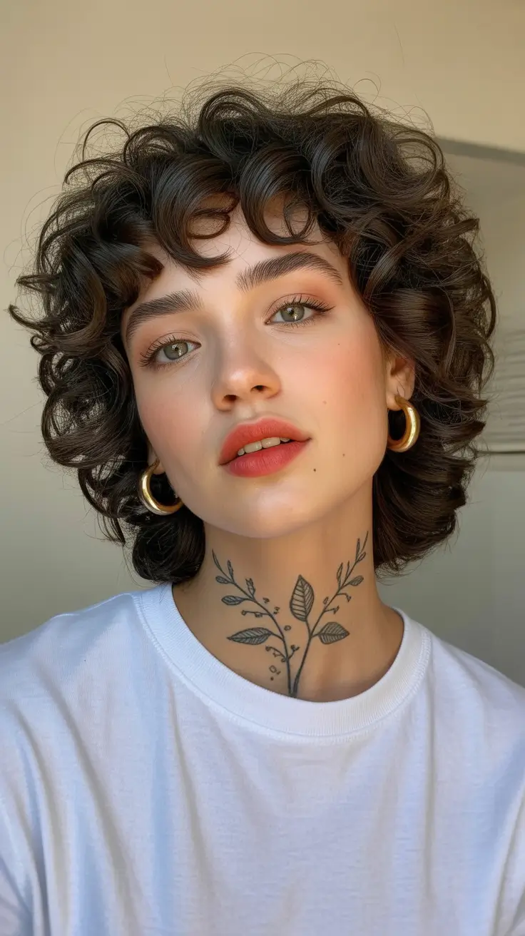 Dark Winter Hair Color 2025-2026 Effortless Curly Bob with Natural Depth