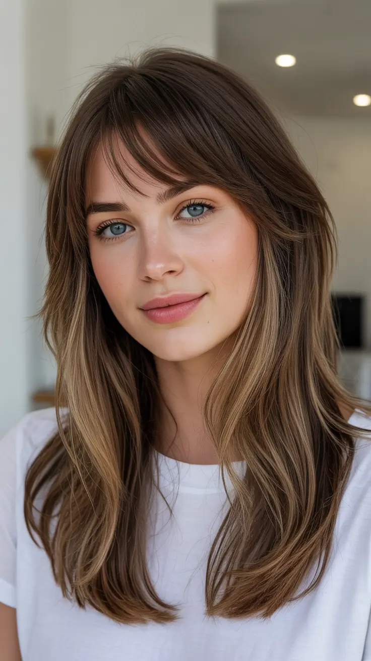 Dark Winter Hair Color 2025-2026 Soft Brunette with Natural Highlights