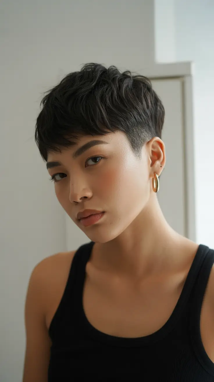 Dark Winter Hair Color 2025-2026 Chic Pixie Cut with Modern Edge