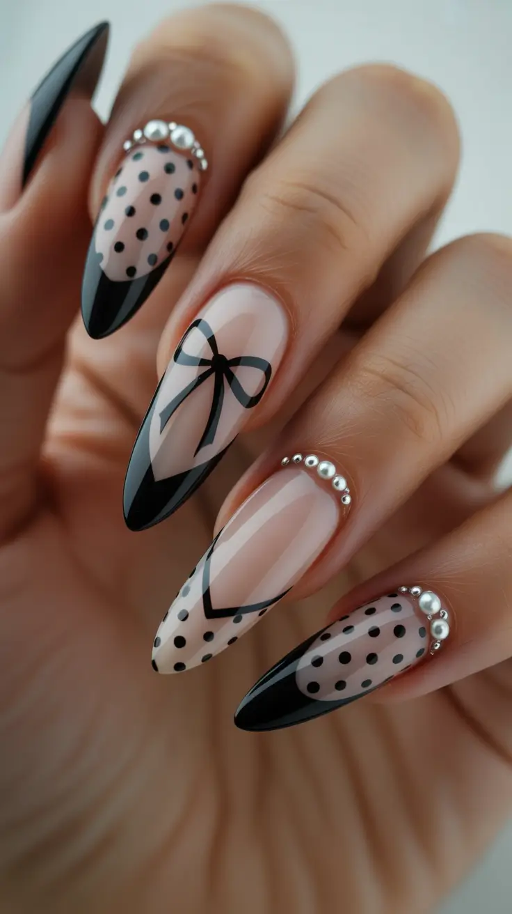 Dark Winter Nail Colors Ideas 2025-2026 Parisian Polka Noir