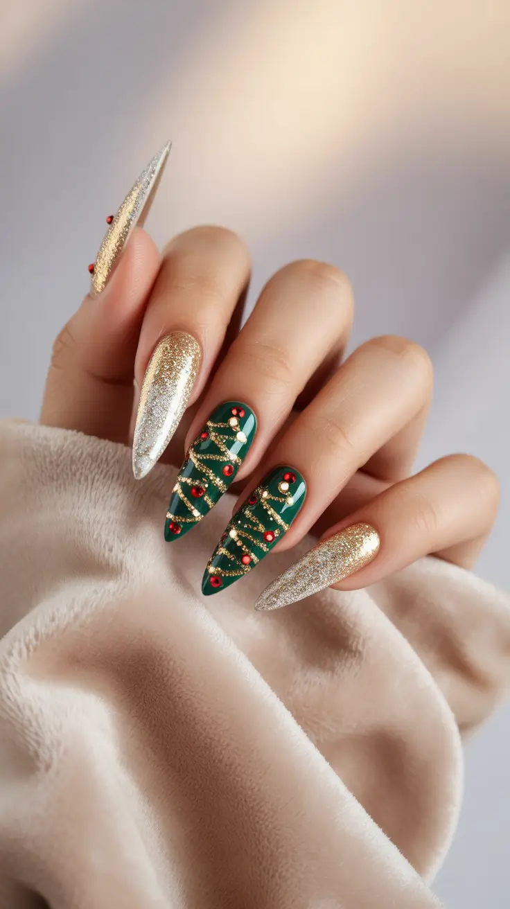 Dark Winter Nail Colors 2025–2026 Golden Evergreen Glam