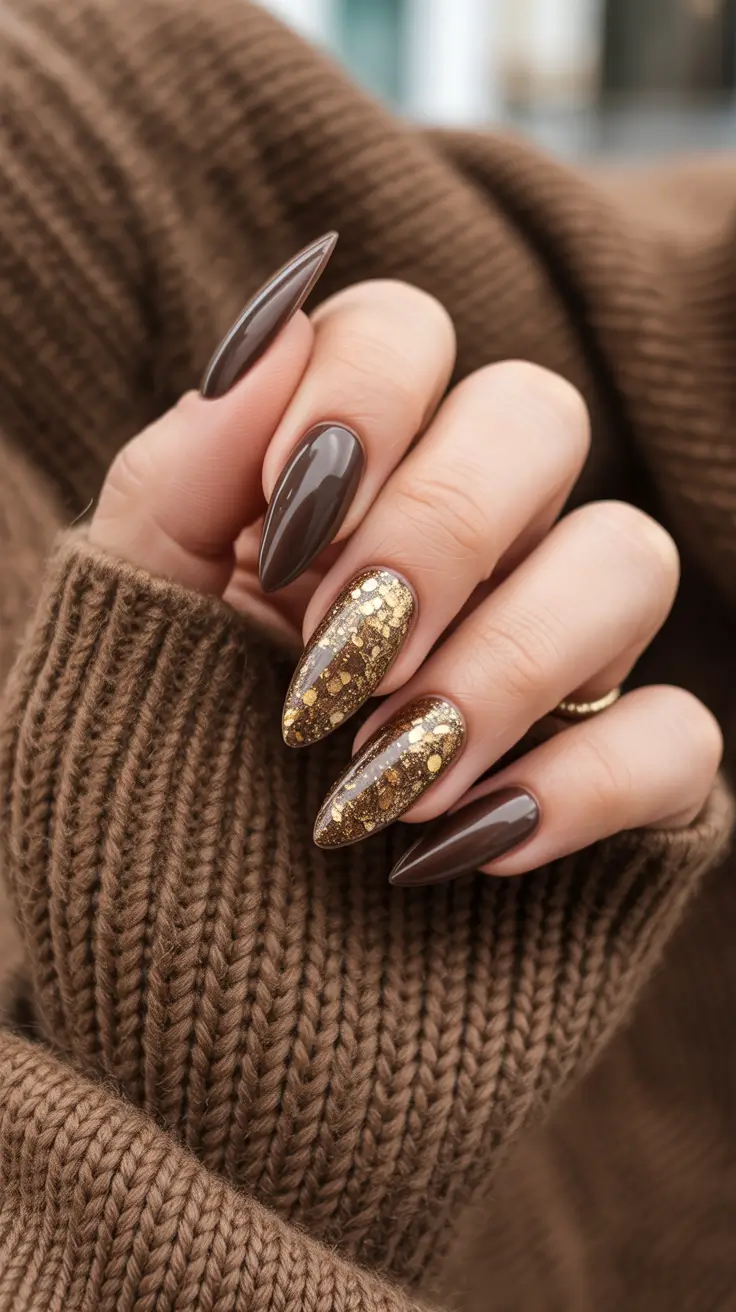 Dark Winter Nail Colors 2025–2026 Golden Mocha Luxe