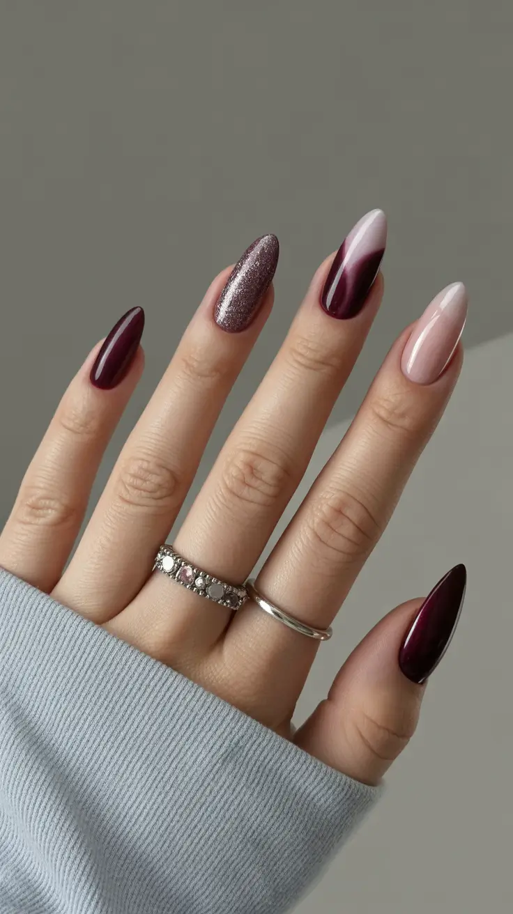 Dark Winter Nail Colors 2025–2026 Burgundy Whisper