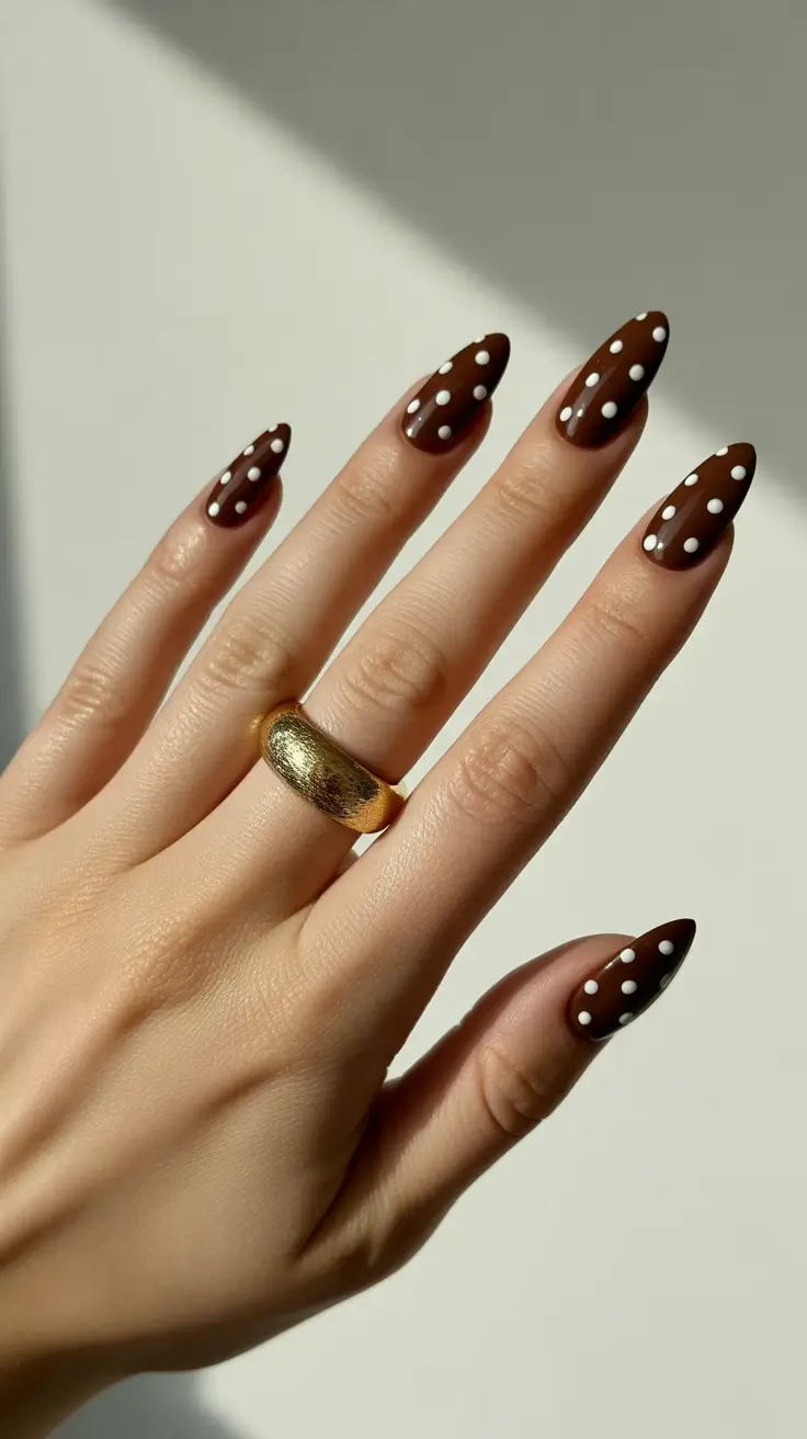 Dark Winter Nail Colors 2025–2026 Chocolate Polka Chic