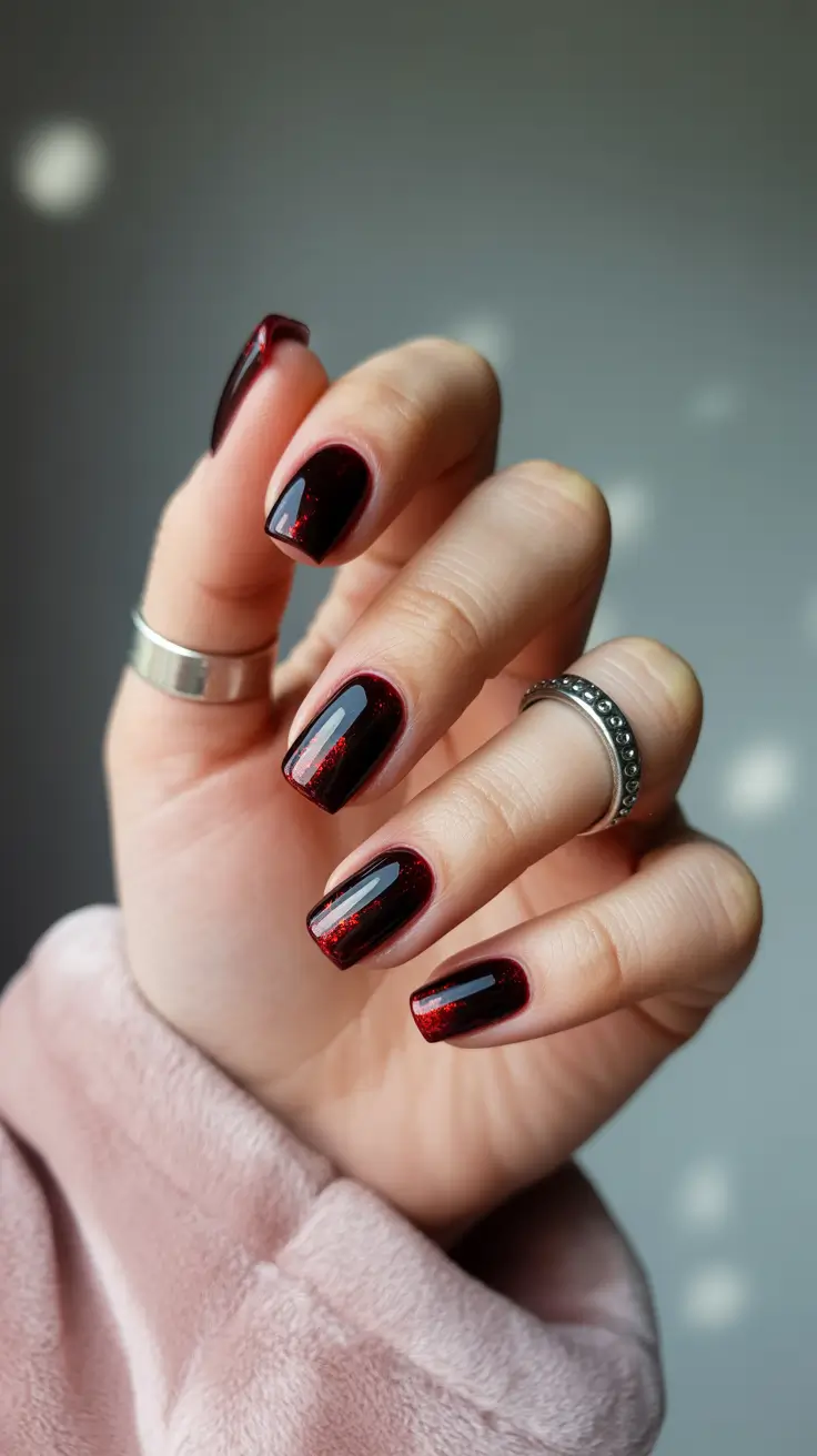 Dark Winter Nail Colors Ideas 2025-2026 Garnet Glow