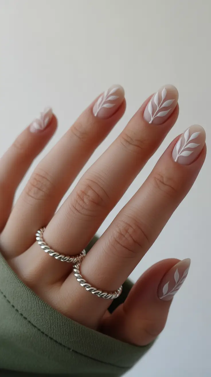 cute-winter-nails-2025-2026-matte-leaf-whisper