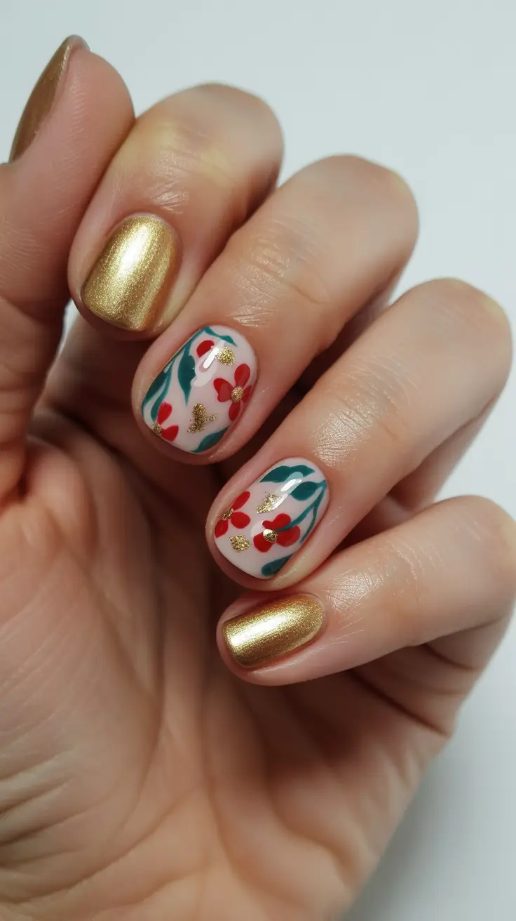 cute-winter-nails-2025-2026-golden-bloom-cheer