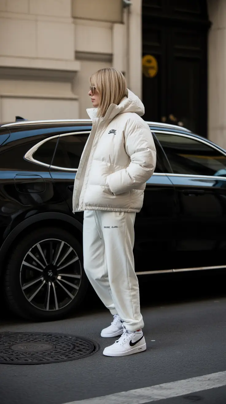 cozy winter outfits 2025-2026 Sporty White Ease
