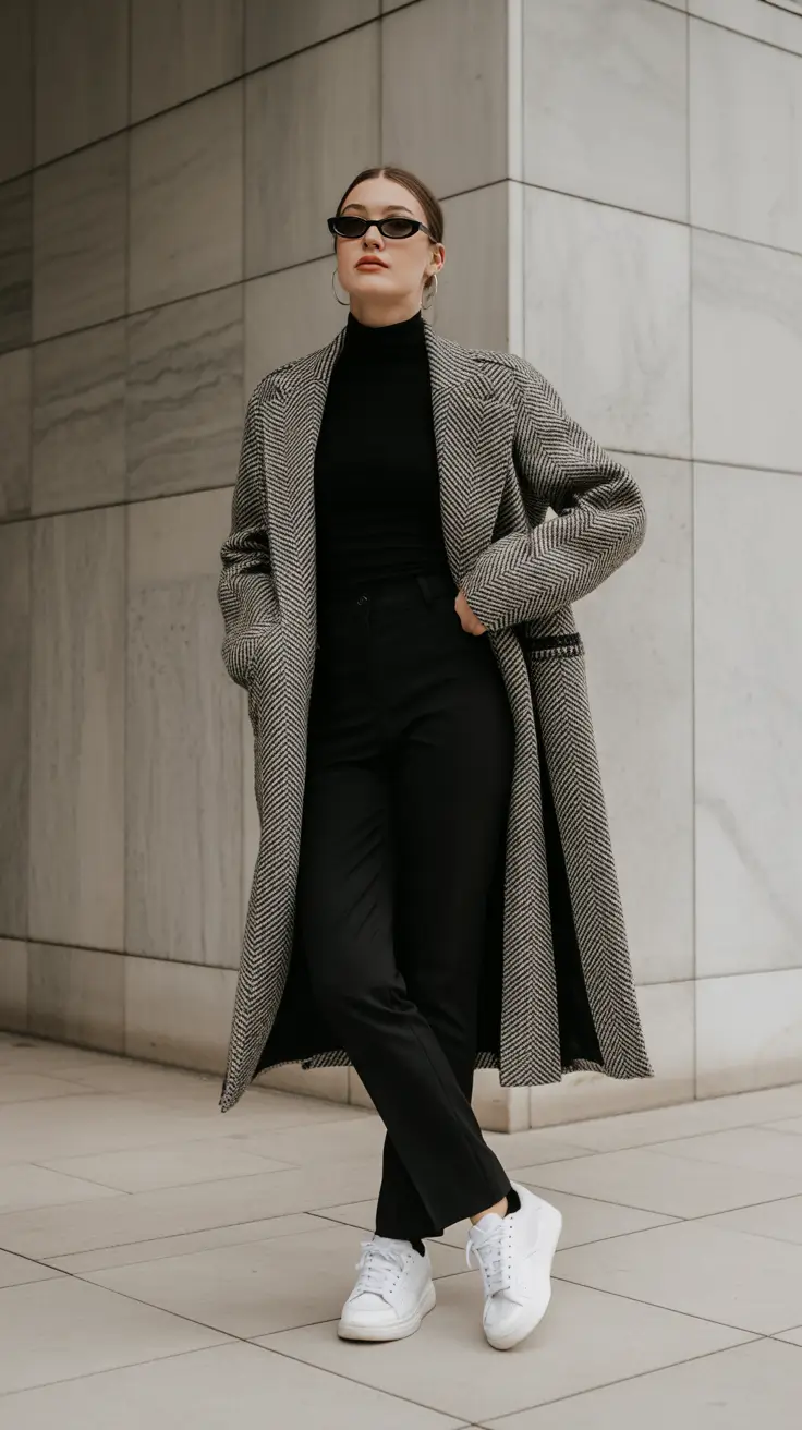 cozy winter outfits 2025-2026 Classic Coat Sophistication