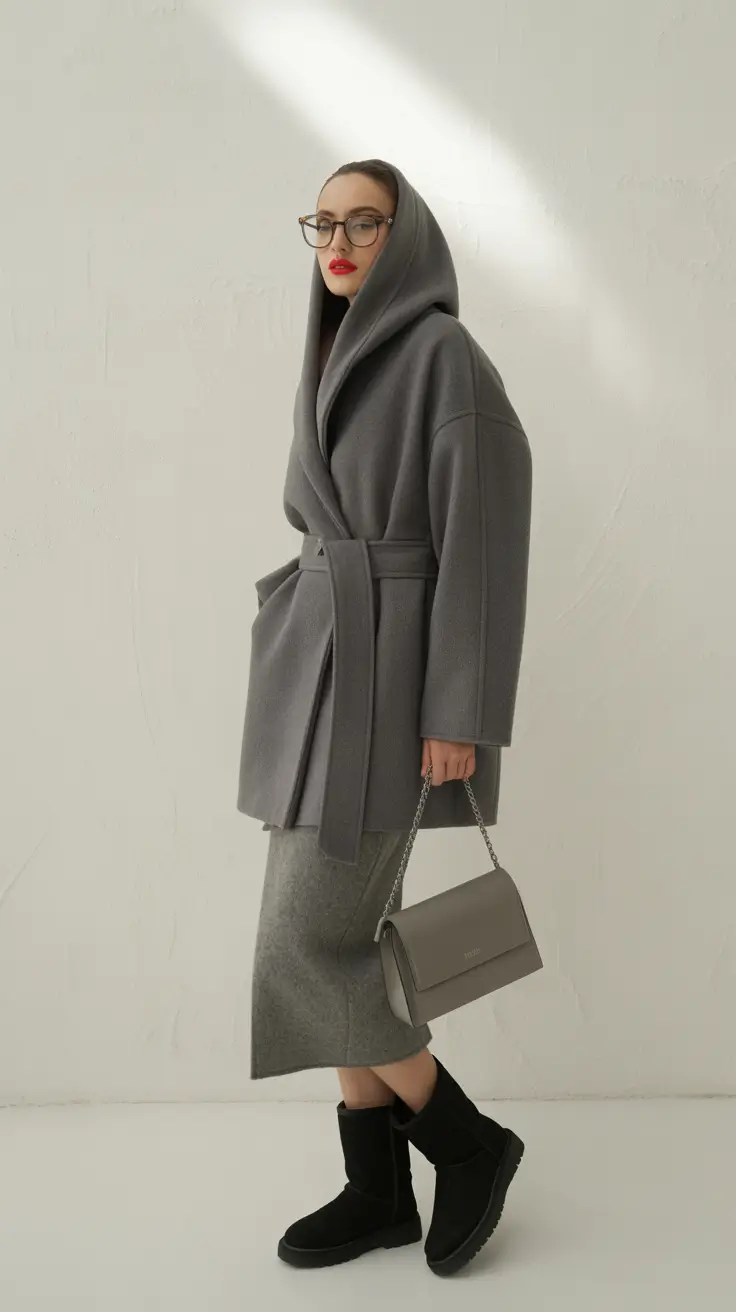 cozy winter outfits 2025-2026 Monochrome Grey Layers