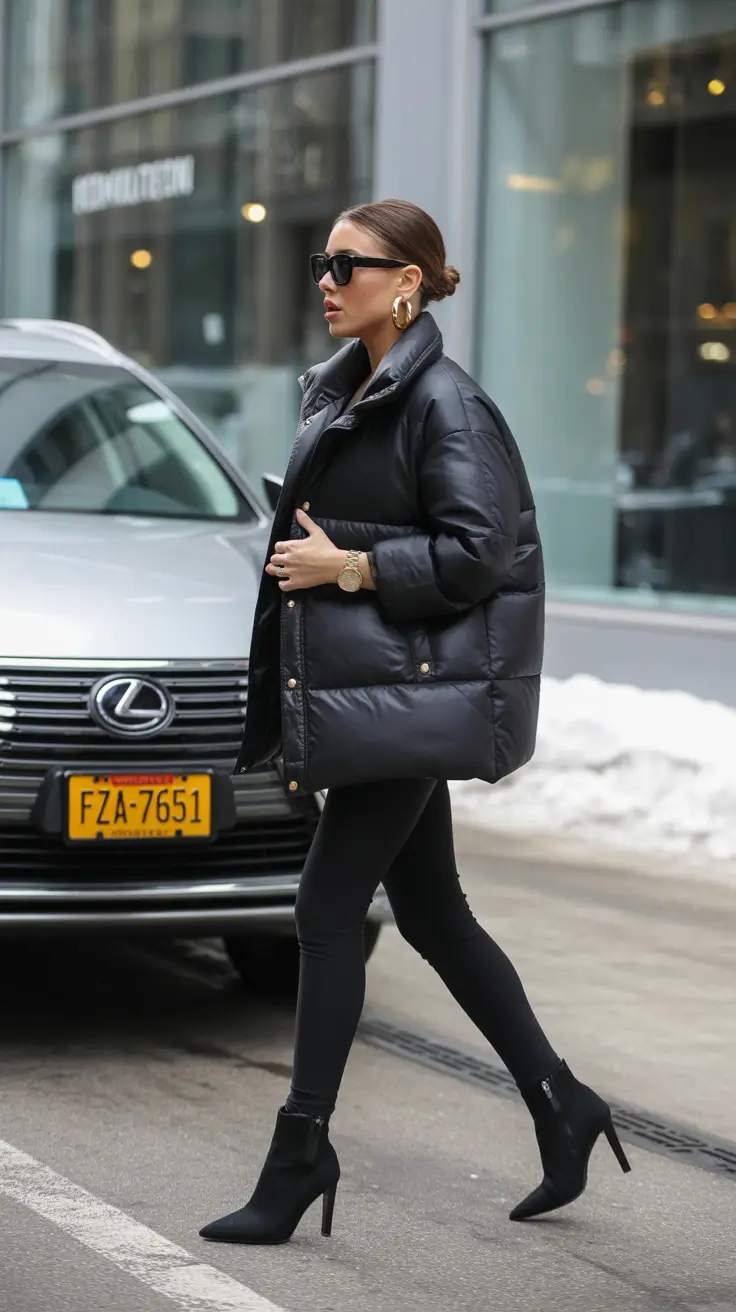 cozy winter outfits 2025-2026 All-Black Chic with Edge
