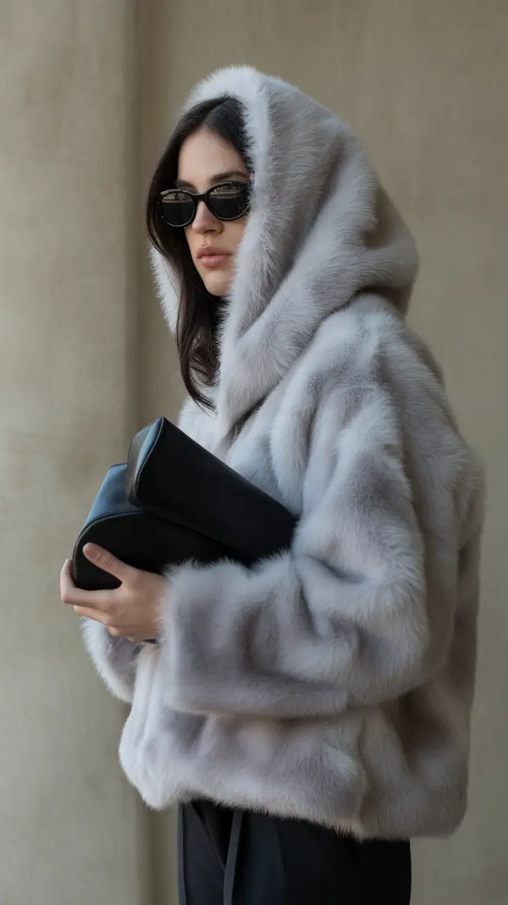 cozy winter outfits 2025-2026 Frosty Luxe Hood