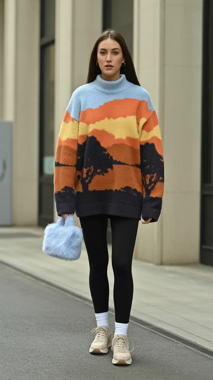 cozy winter outfits 2025-2026 Playful Graphics with Everyday Comfort
