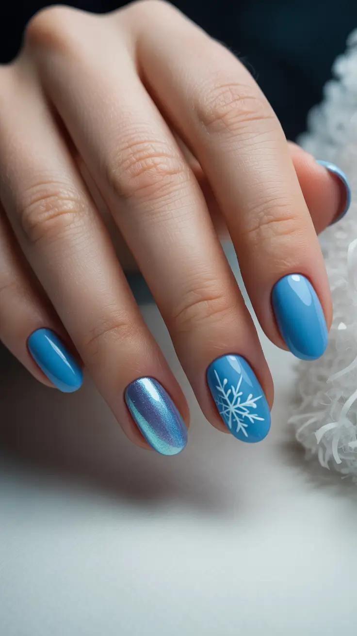 Fresh Christmas Nails 2025 Winter Sky Blues