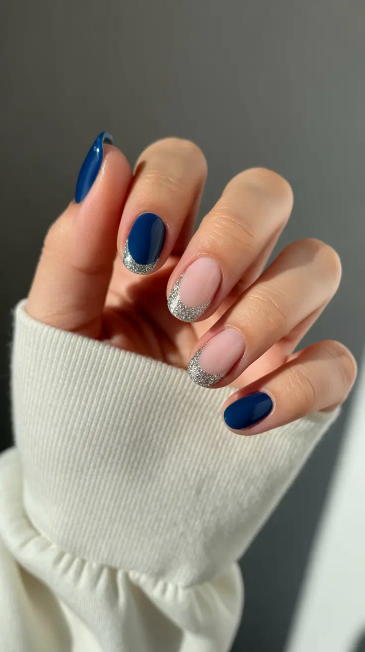 Fresh Christmas Nails 2025 Blue Frost French