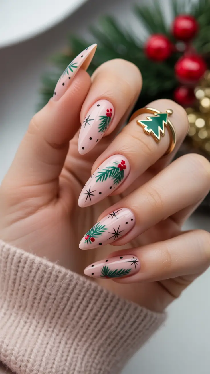 Fresh Christmas Nails 2025 Holiday Botanical Art