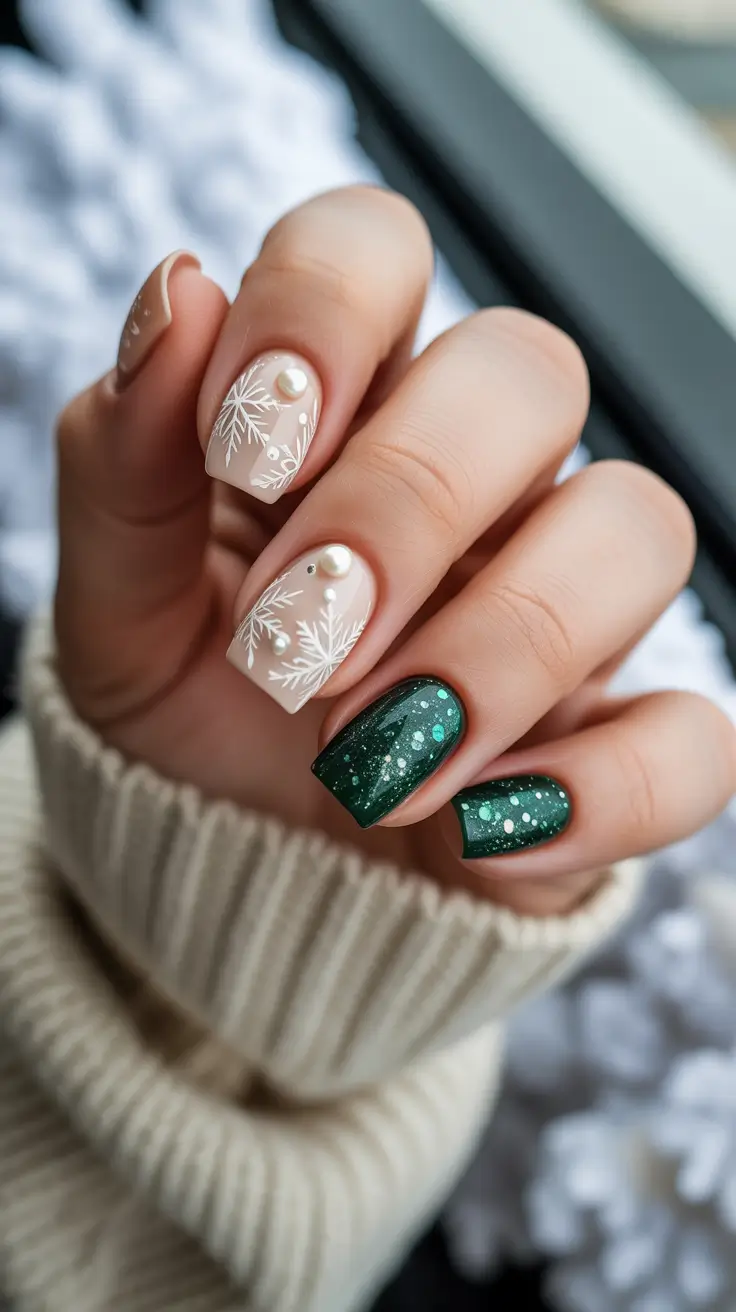 Fresh Christmas Nails 2025 Snowflake Elegance