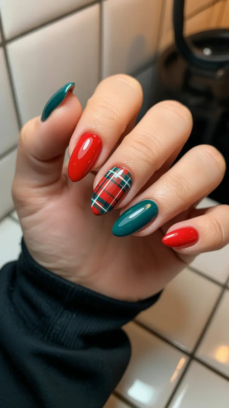 Fresh Christmas Nails 2025 Festive Tartan Charm