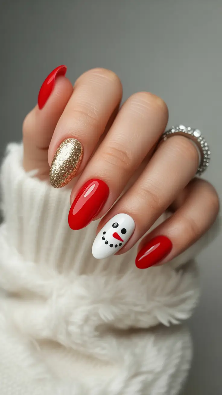 Fresh Christmas Nails 2025 Frosty Cheer with a Snowman Smile