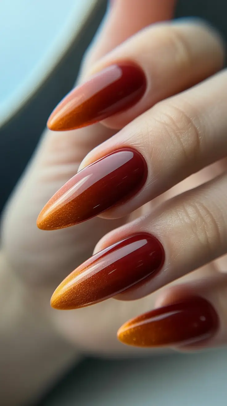 Gel Nail Trends Winter 2025-2026 Molten Amber Fade