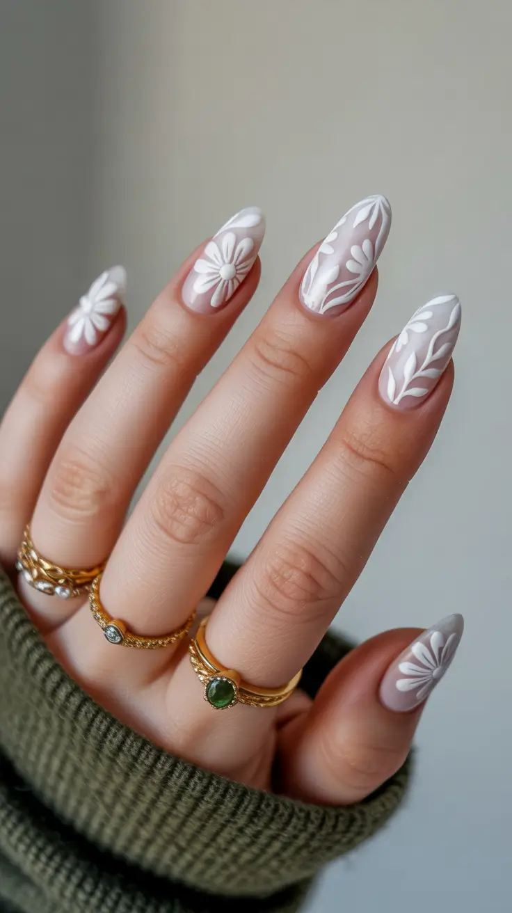 Gel Nail Trends Winter 2025-2026 Frosted Petal Dream