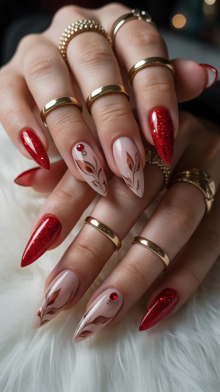 Gel Nail Trends Winter 2025-2026 Scarlet Leaf Luxe