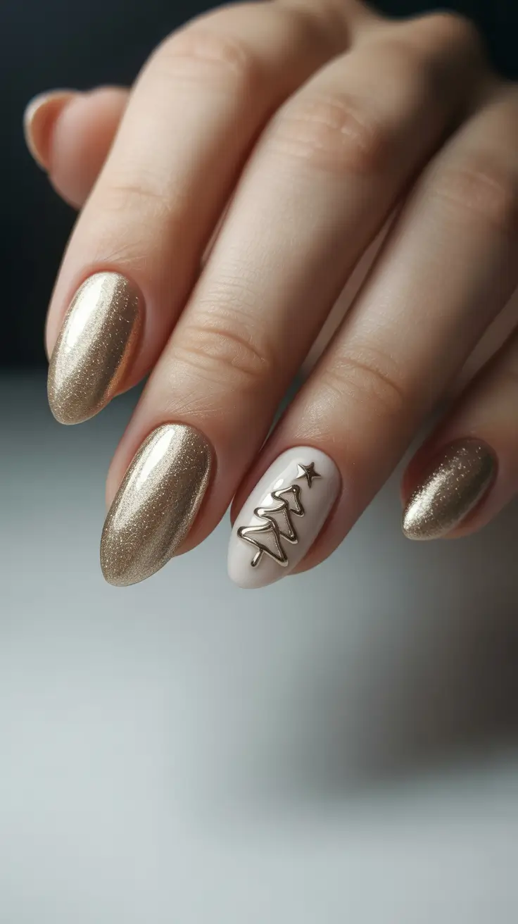 Gel Nail Trends Winter 2025-2026 Golden Whisper